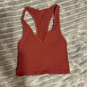 Buckle Rust Red Crop Top